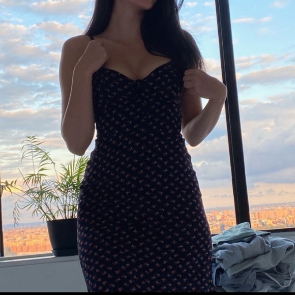 Reformation Navy and Red Floral Midi Dress - Picture 5 of 9